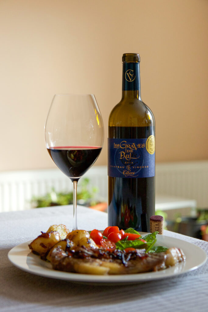 Food photography and styling Red wine and steak